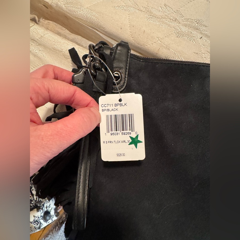 NWT Coach Turnlock  Suede Wristlet 30 with Fringe - Picture 2 of 7